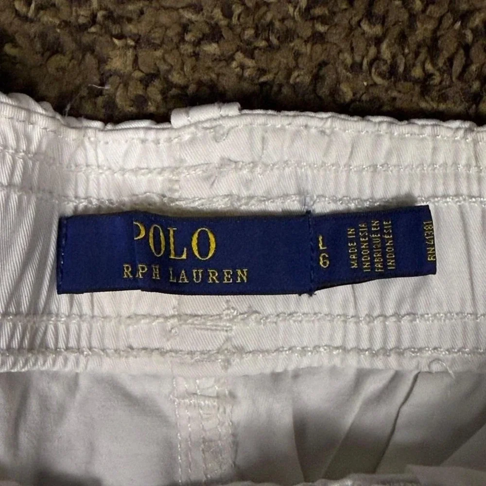 Polo Ralph Lauren Mens White Elastic Waist Twill Shorts‎